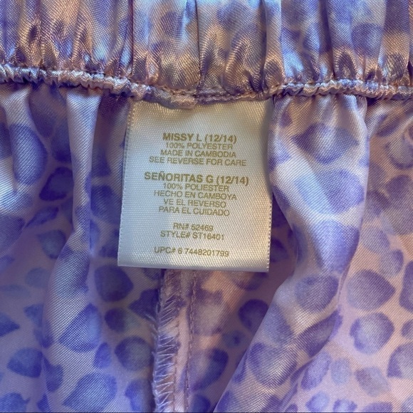 Secret Treasures Long Sleeve Pajama Set Purple Blue Leopard Print Size Large - Picture 3 of 4